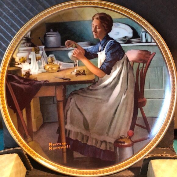 Norman Rockwell "Working in the Kitchen” Collector Plate by Knowles with COA - Picture 1 of 5